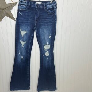 Petra 153 Distressed Blue Flare Jeans Size 29